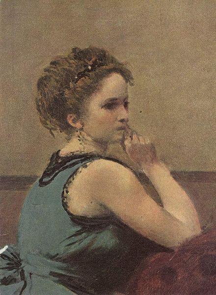 Jean-Baptiste Camille Corot Frau in Blau oil painting picture